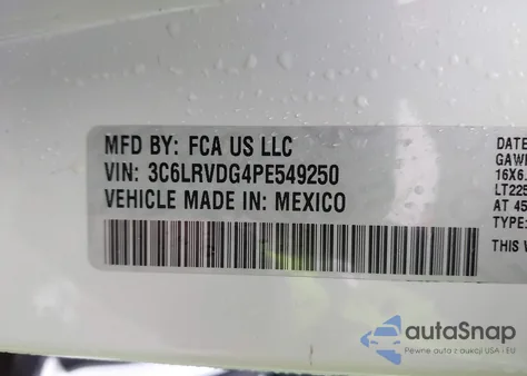 2023 Ram Promaster 2500 High Roof 159 Wb from USA, damaged, VIN 3C6LRVDG4PE549250